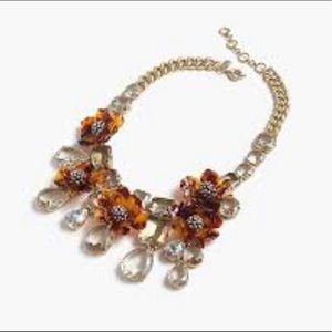 NWT J. Crew tortoise flower necklace crystal stone
